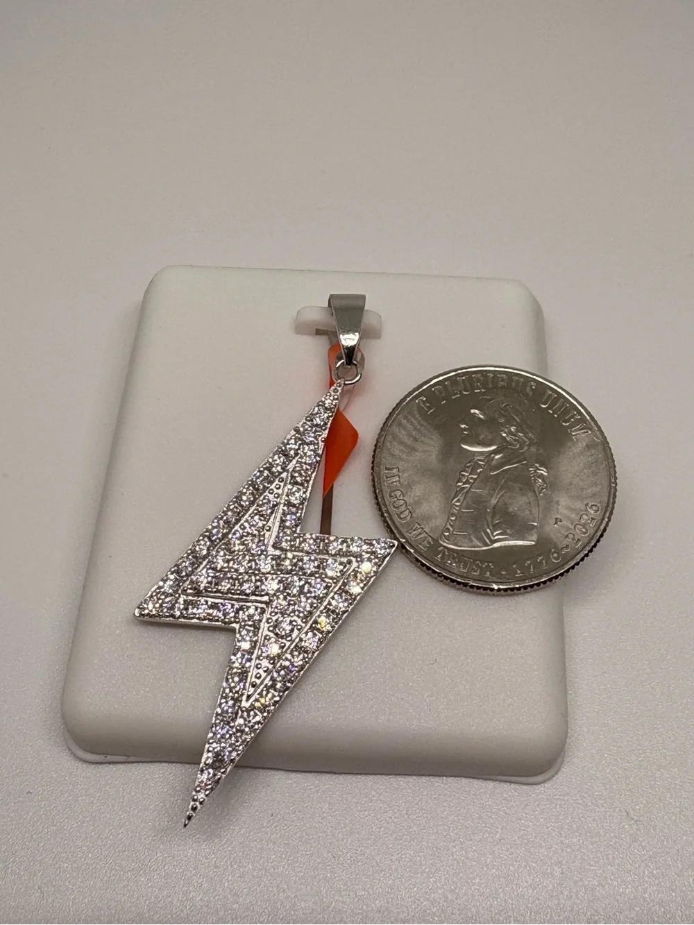 Sterling Silver Moissanite Lightning Bolt Pendant
